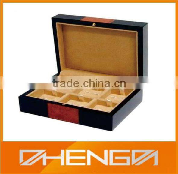Best Sell factory custom made leather cufflink box with glass lid for gift (ZDS-F268)