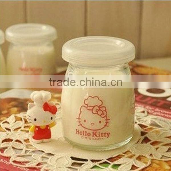 Airtight cheapglass mini milk bottle with plasric lid