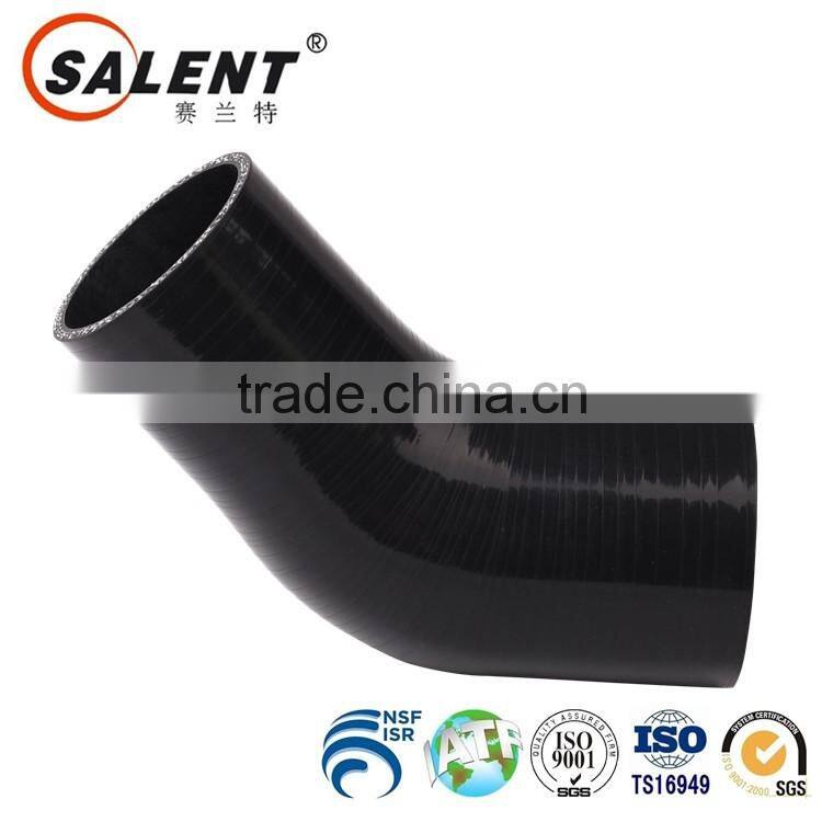 high grade 70mm to 51mm black flexible 45 degree silicone reducer elbow hose silicone rubber hose