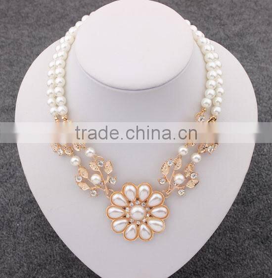 Top Quality Flower Pearl Choker Vintage Pendant Statement Necklace Women Necklaces & Pendants Fashion Necklaces for Women 2014