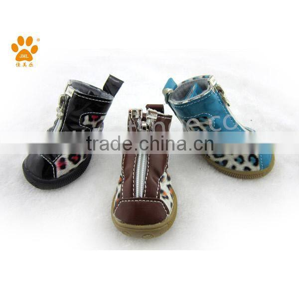 JML brand PU leather cheap spot dog shoes boots for winter warm stylish dog boots