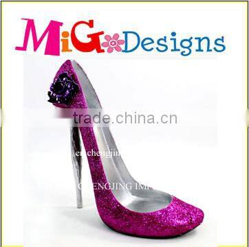 Sassy Glittering Fashionable Polyresin High Heel Wine Bottle Holder