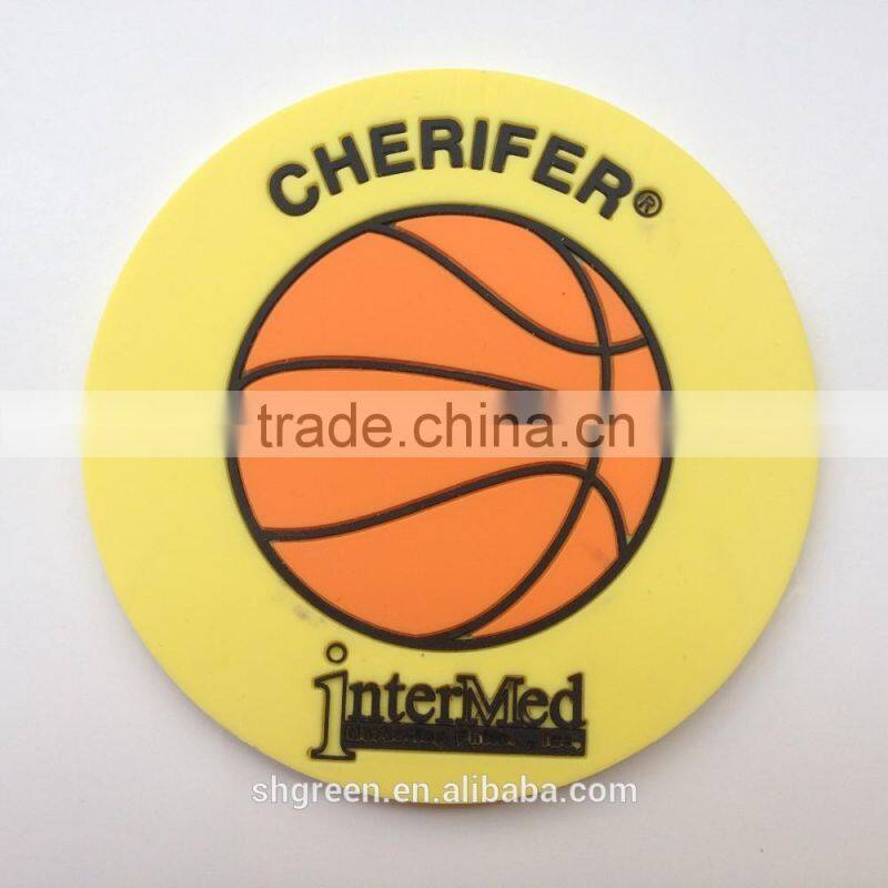 Customized 3D basketball logo eco-friendly silicone rubber pvc cup coaster