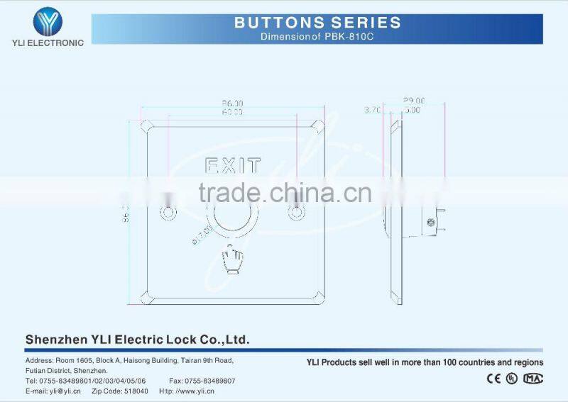 Standard Size aluminium Access Control Door Release Button