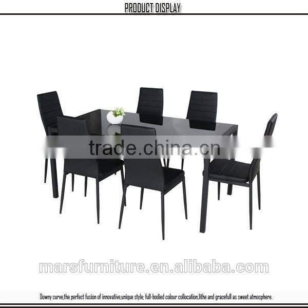 Modern Furniture Glass Kitchen Dining Dinette Top Dining Set 6 Person Dining Table and Chairs Set