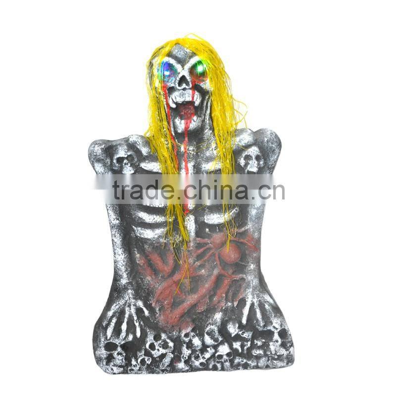 Foam scary half body tombstone with led light