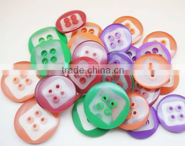 Premium Transparent Buttons Multi Color Round Four Holes Buttons for Coat