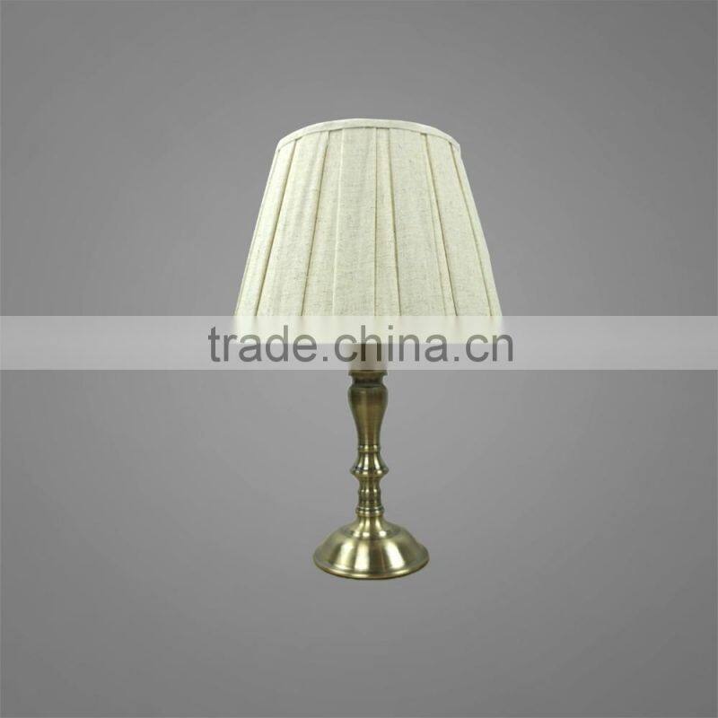 Metal Base And Body In Antique Brass Finish With Fabric Lampshade Mini Table Light Bedside Table Lamp Study Table Light