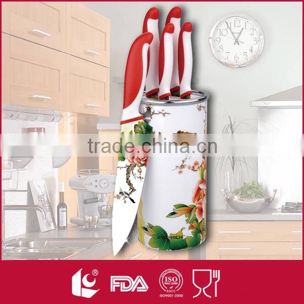 Wholesaale 5 Piece multi colored knifes set kitchen with block