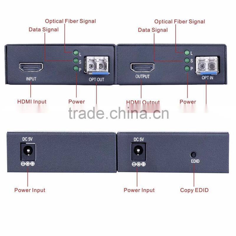 uncompressed fiber optic extender 1080p 60hz HDMI media converter 10km over single mode