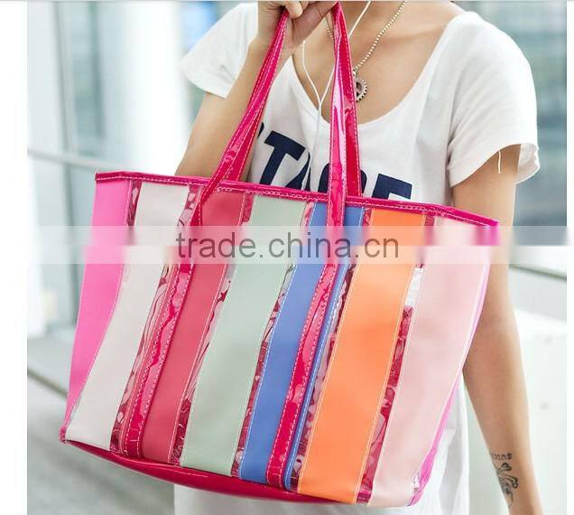 Wholesale Candy Color Ladies Transparent Handbags Free Shipping