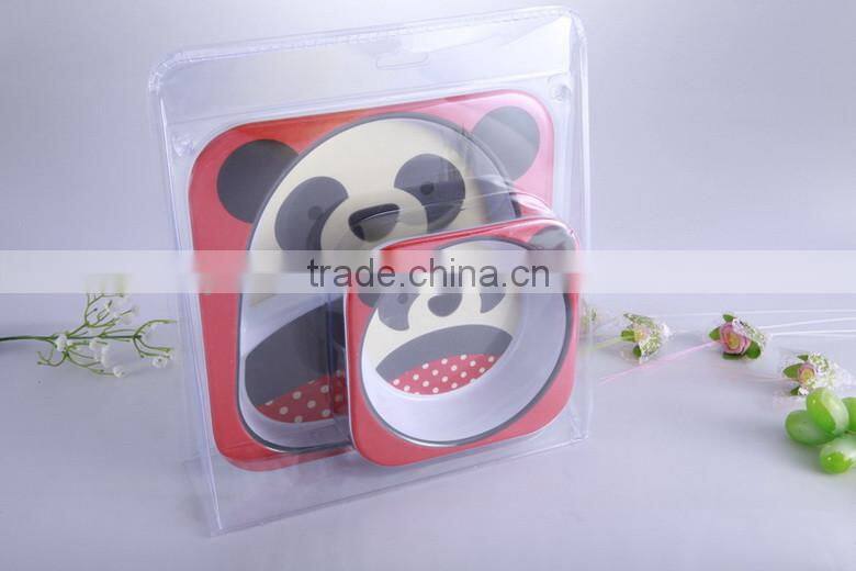 Cartoon design healthy 5pcs set melamine dinner set with gift box packing