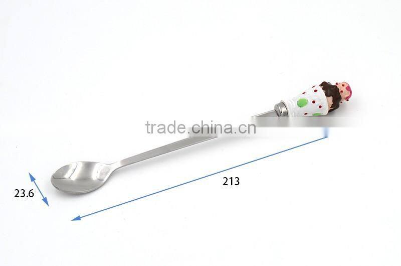 Long handle metal ice-cream spoon with designed tips