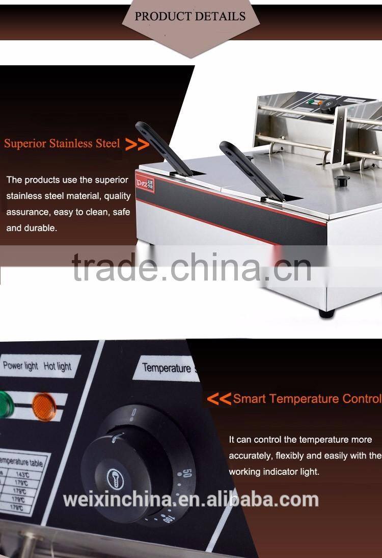 18+18L Gas Stainless Steel 2 Tank 2 Basket Deep Fryer