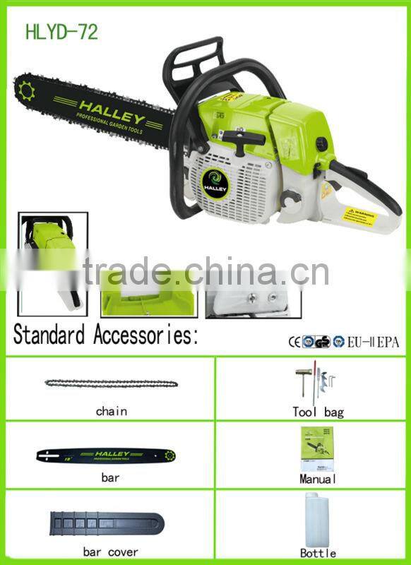 72cc 3.2kw Wood Chippers Bar Cutting Blade Machine Chain Saw with Chinese or Carlton Chain HLYD - 72