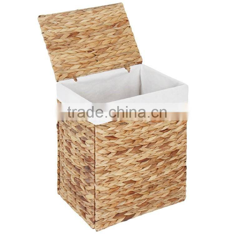 Environmetal natural water hyacinth woven home or hotel laundry basket