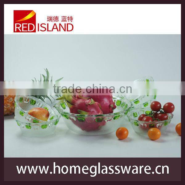 7pcs/set Glass Salad Bowl with hand painted
