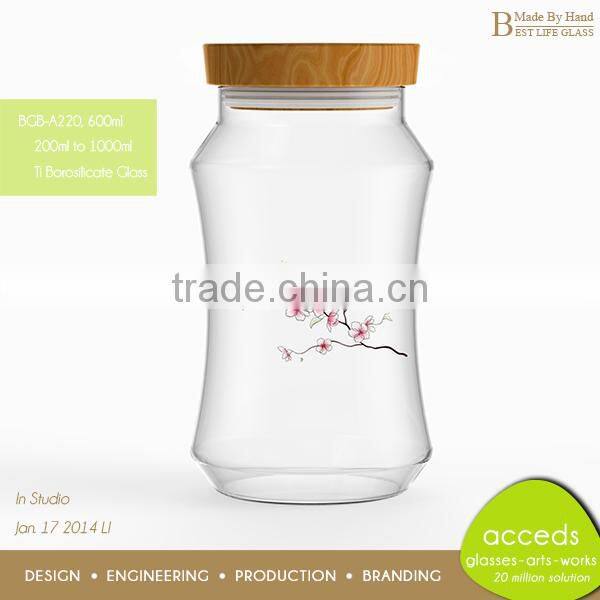 Colorful Borosilicate Handmade Glass Candy Jar with Lid