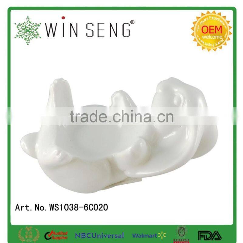 Lovely easter decoration white ceramic rabbit figurines