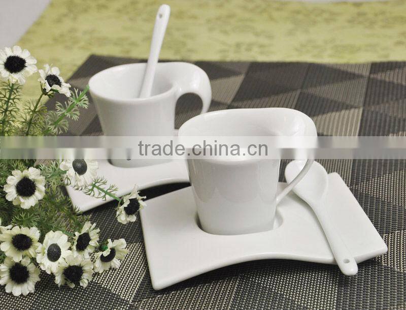 Porcelain Cup and Saucer with Solid Color