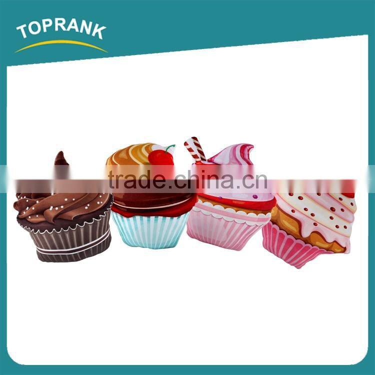 Toprank New Design 3D Print Soft Plush Cupcake Shaped Cushion Pillow Sofa Decorative Cushion