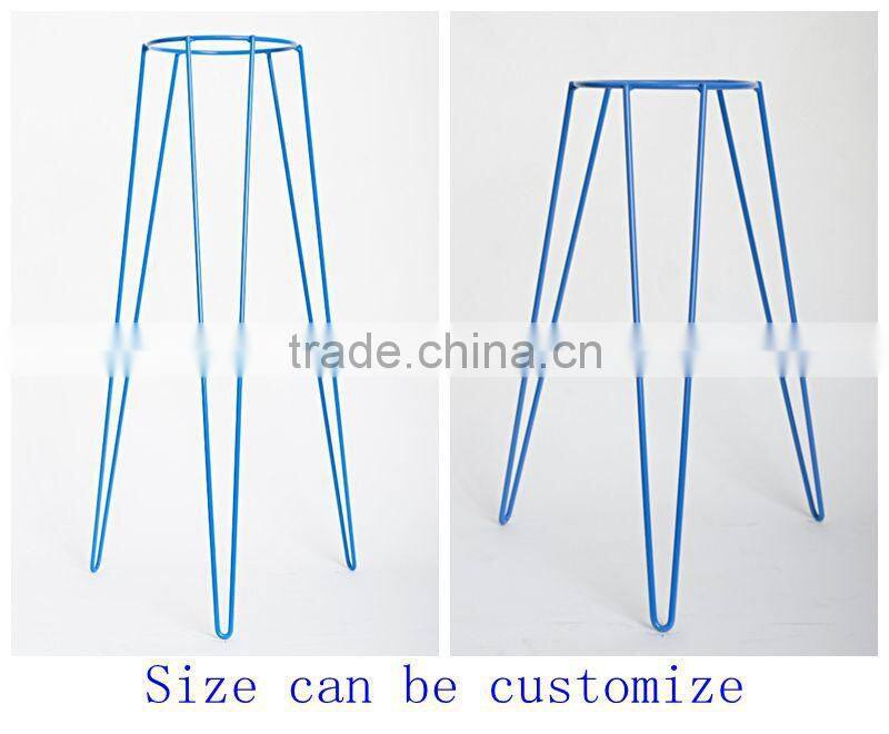 Blue Metal Wire Plant Stand - Hairpin Leg Inspired