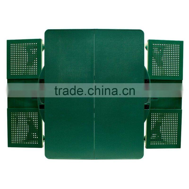 Folding Picnic plasticTable and 4 seats/chairs/bench with Umbrella