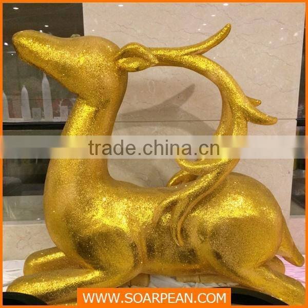 Golden Customized Vivid Attractive Indoor Deer Statues