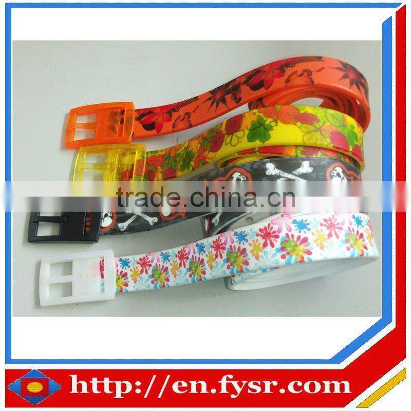Colorfull silicone rubber belt with metal buckle