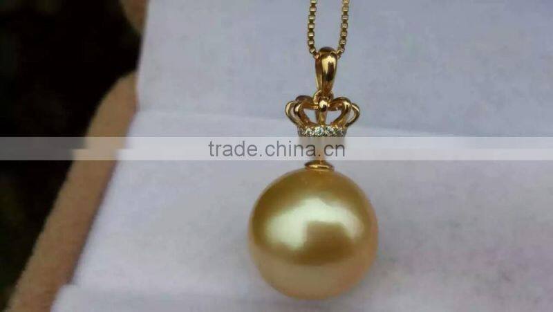 wholesale 10mm golden south sea pearl pendant necklace
