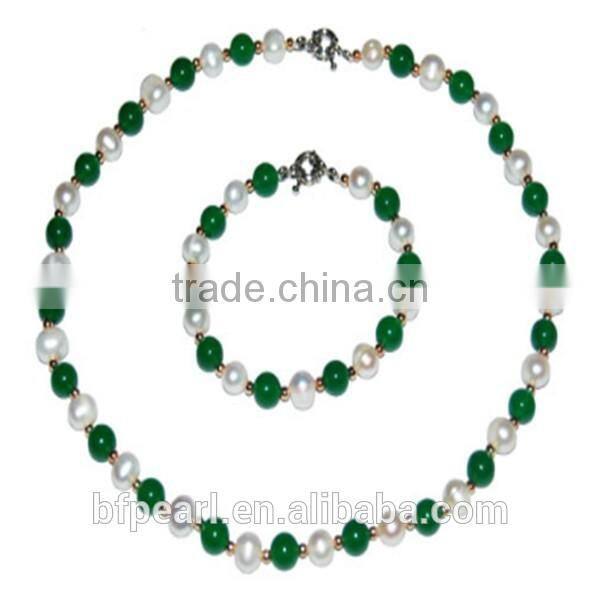 Wholesale Malaysia Jade & Pearls Jewelry Set