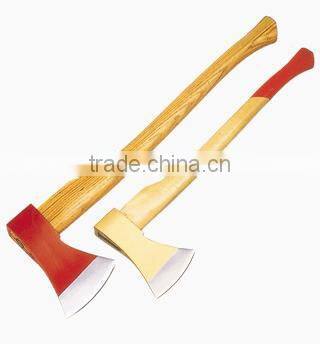 Felling axe with wooden handle