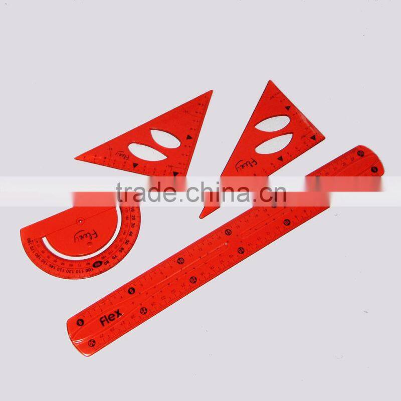 New designer 4pcs clear PVC flexible math set