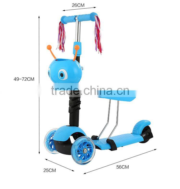 3 in 1 scooter factory price 3 wheel pu flashing Aluminum mini kids scooter cheap sale