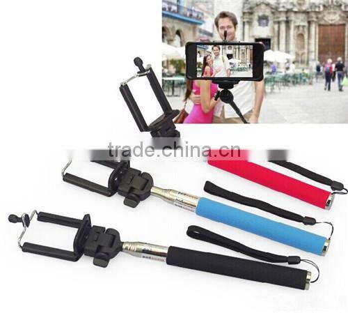 2014 new extendable mobile phone selfie stick with blue tooth remote shutter