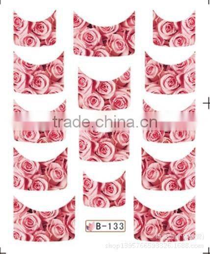 French half watermark fiower painting nails stick ,DIY Fashion Nail art
