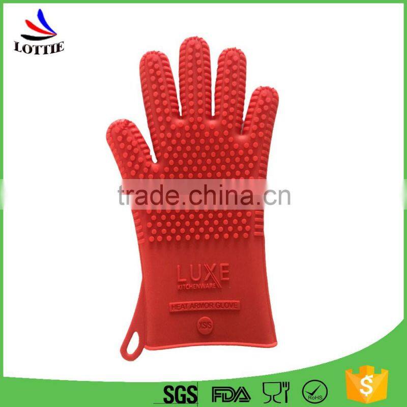 2016 Hot selling FDA grade Kitchenware Baking Silicone Oven Mitt Microwave oven gloves
