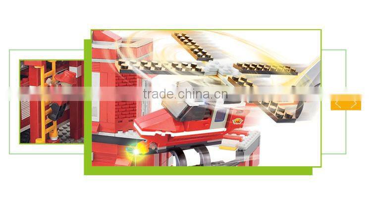 Creative diy fire fighting truck toy plastic construction toy sticks