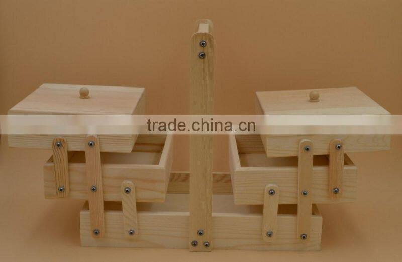 folding wooden sewing box