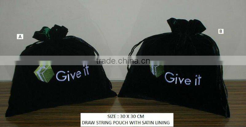 Velvet promotion gift pouch with drawstring