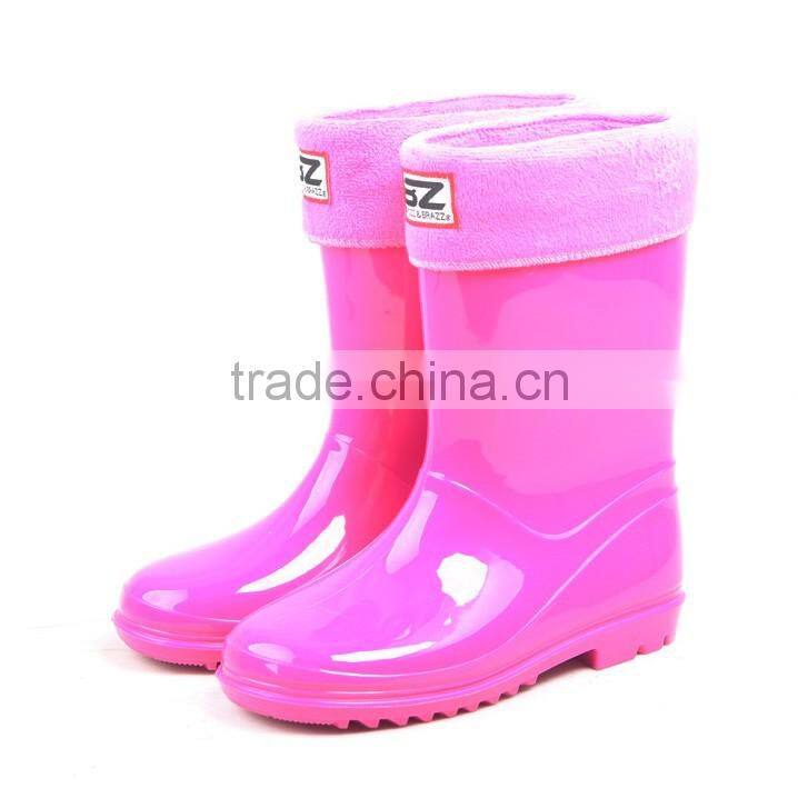 waterproof warm kids girls boys rain boot with fur lining