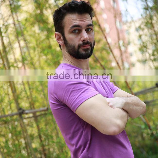 new design short sleeve v-neck collar printing cotton t-shirt