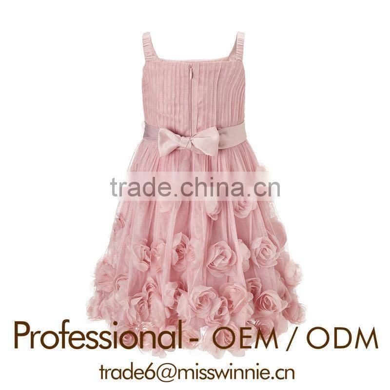 chiffon flower prom dresses,rose prom dresses,children's prom gown baby girl sling party dress kid clothing