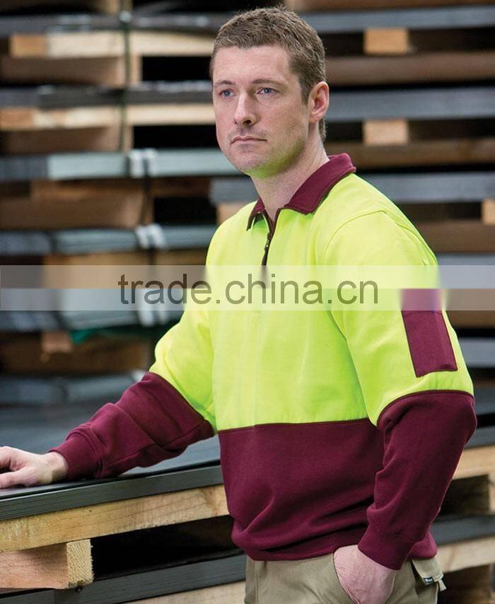 Custom winter workwear hoodies zipper safety mens fleece work hi vis jacket