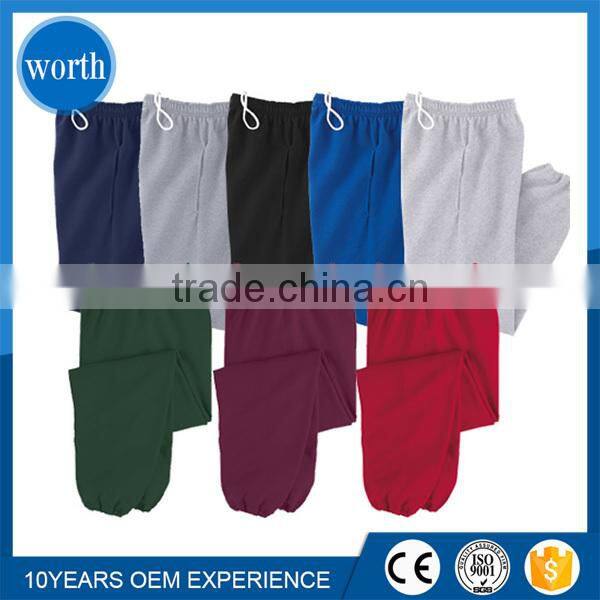 100% Cotton French Terry Jogger Pants, Mens Basic Closed Bottom Sweatpants