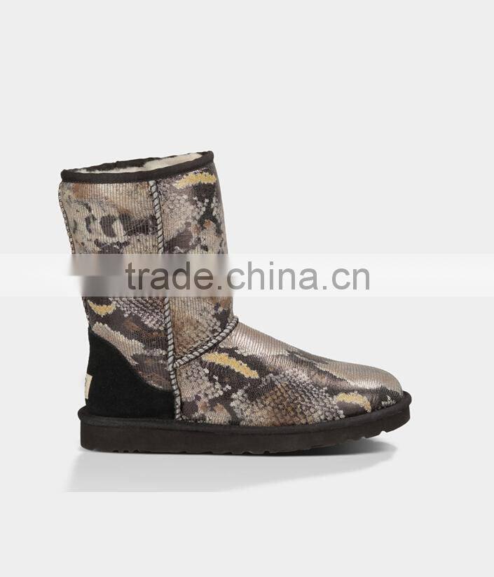 fluffy printed winter snow boot