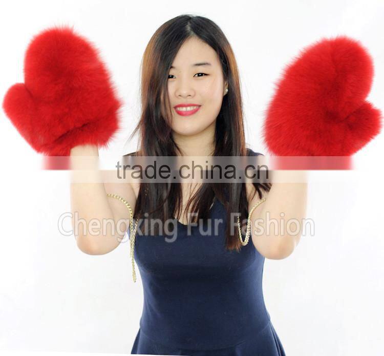 CX-A-67C Genuine Fox Fur Fingerless Winter Hand Leather Glove