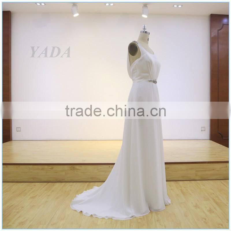 New Fashion Jewel Beaded Sleeveless Chiffon Weddings Bridesmaid Dresses Long