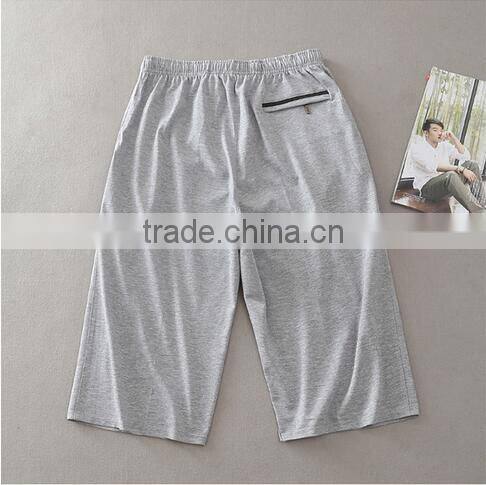 Middle-aged summer thin plus size loose fertilizer 3/4 long straight leisure trousers dad 100% cotton pants