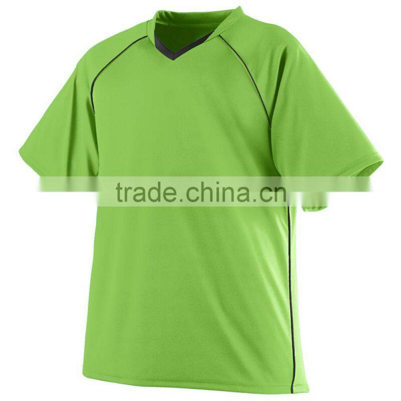 Youth Striker Jersey 100% Polyester Wicking Knit Raglan Sleeves With Piping Style Sport Tee Double-Needle Hemmed Sleeves Bottom